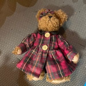 Boyds bear Ethel 12" Brown Plush Plaid Dress Pantaloons Old Stock Vintage